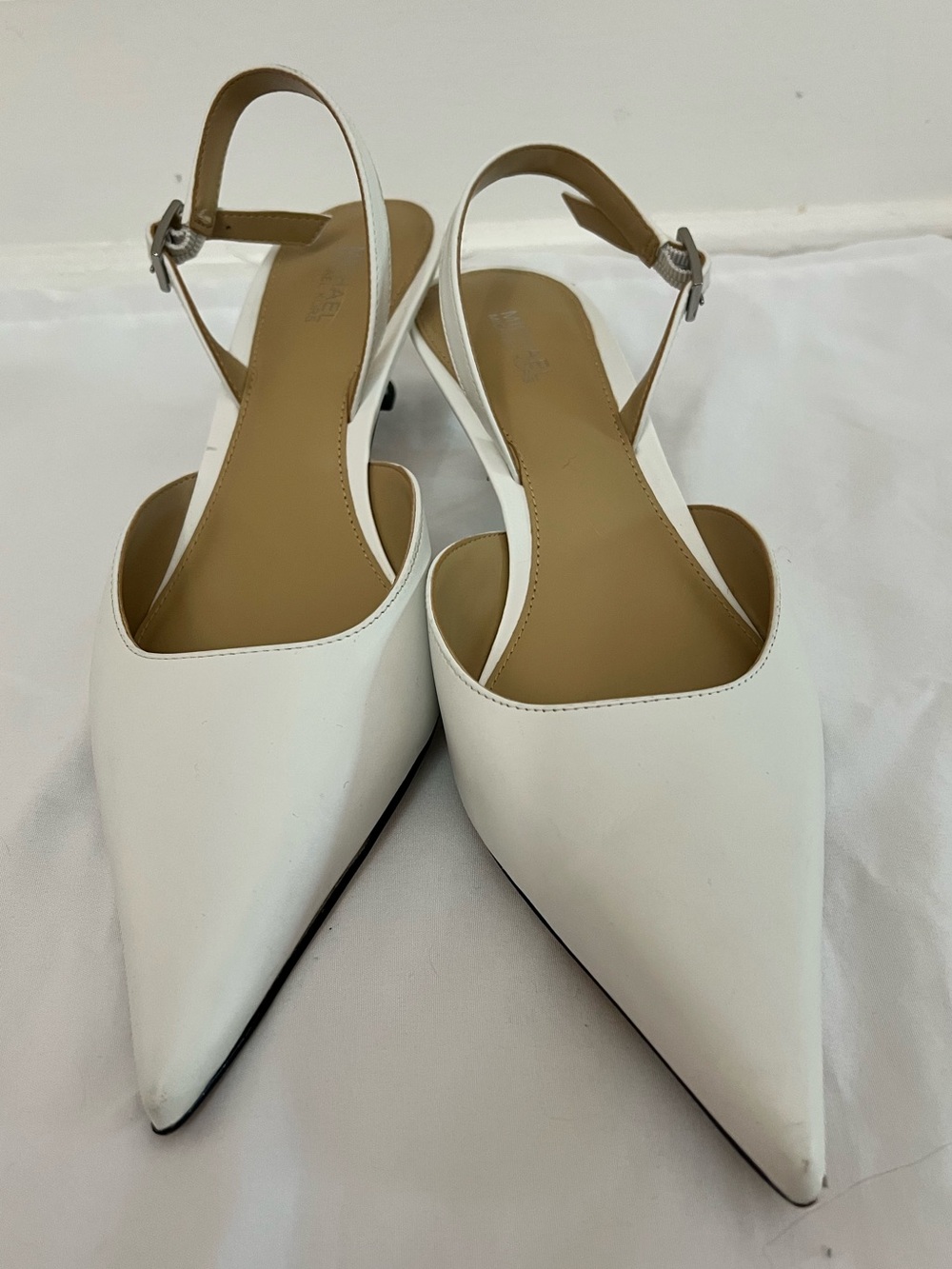 Michael Kors White Pointed Slingback Heels - Size 7.5